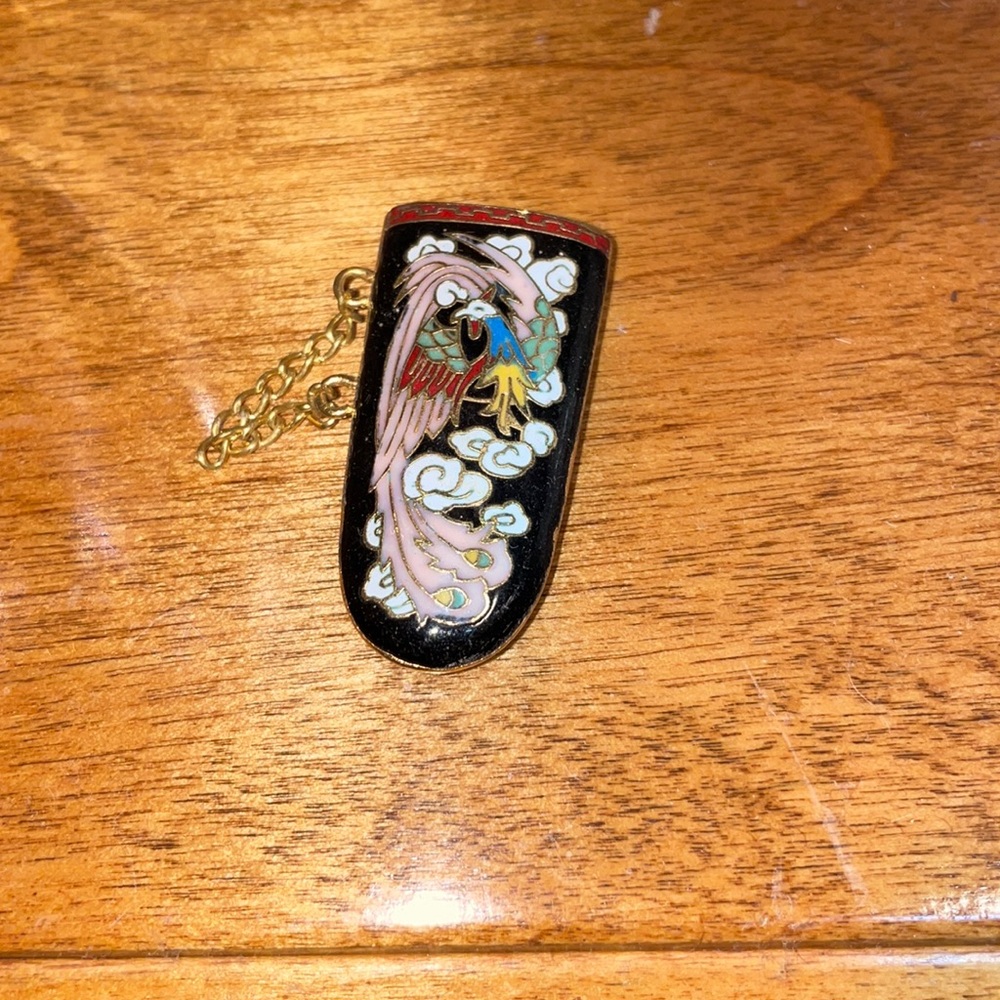 Black Cloisonné Dragon Necklace Charm or Keychain